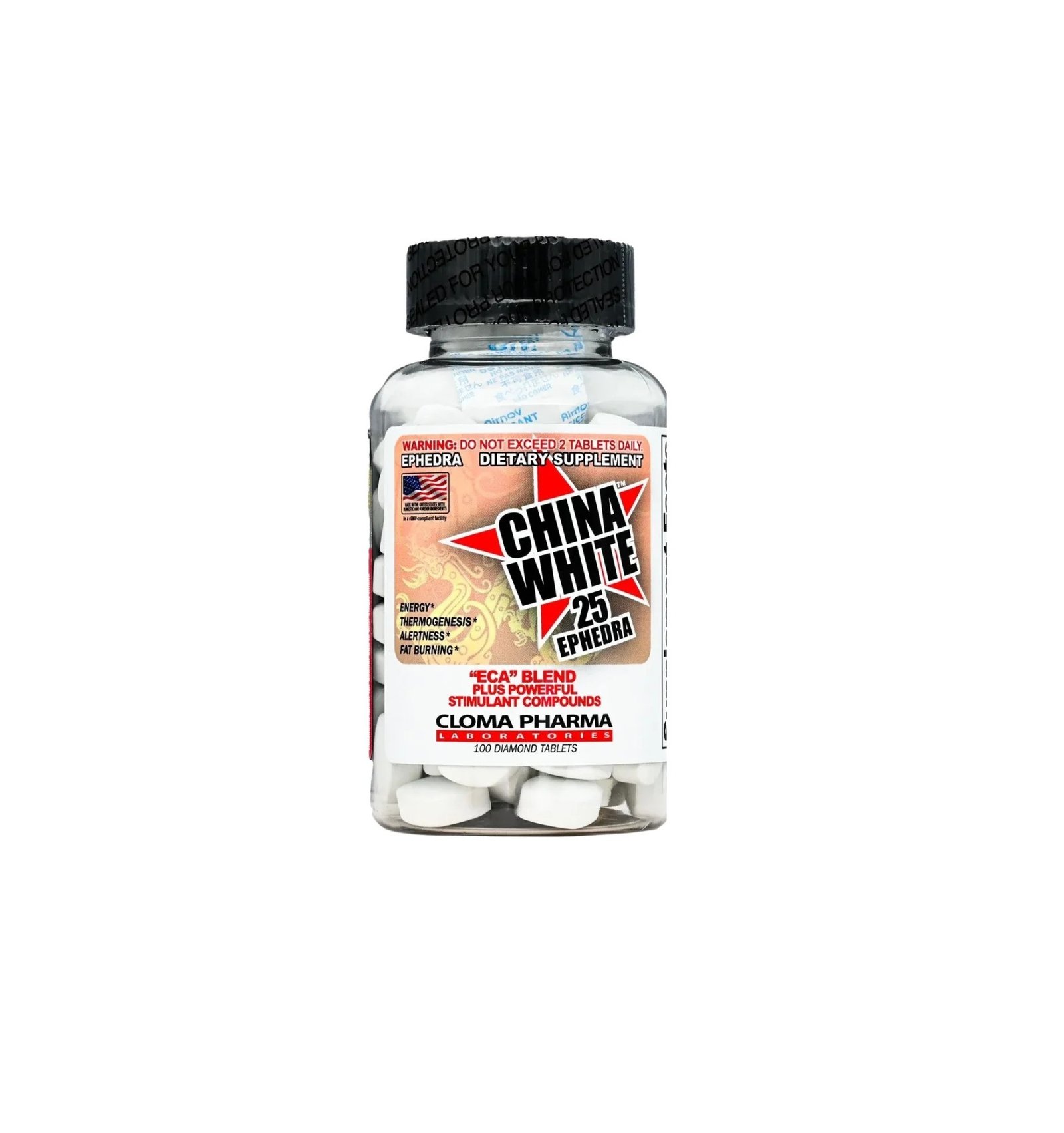 China White 25 EPHEDRA - Cloma Pharma - 100 Tabs