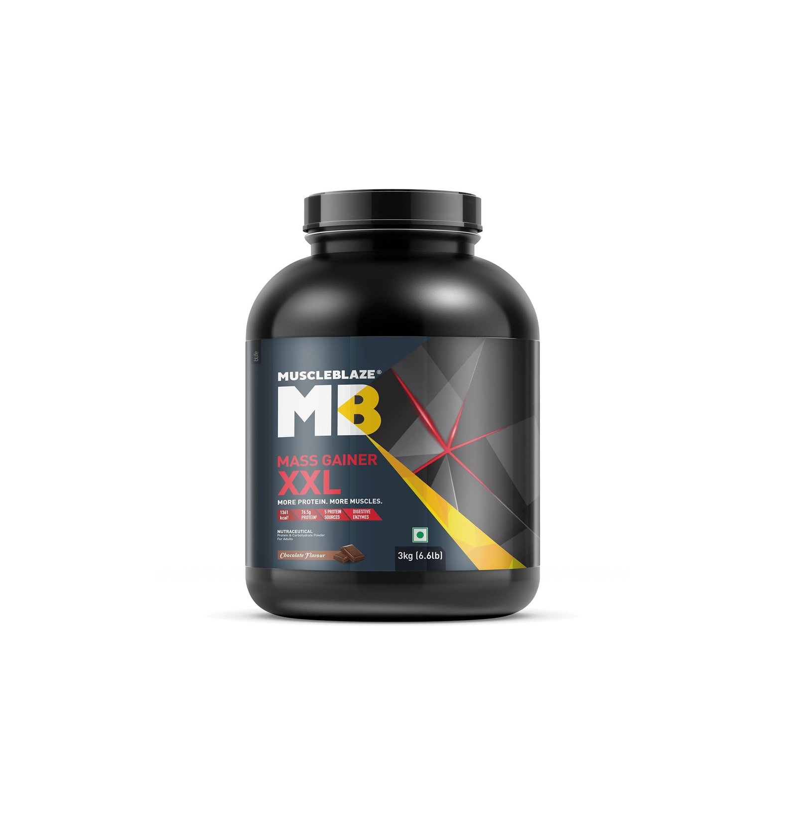 MuscleBlaze Mass Gainer XXL Powder, Chocolate (30 Servings, 3kg / 6.6lbs)