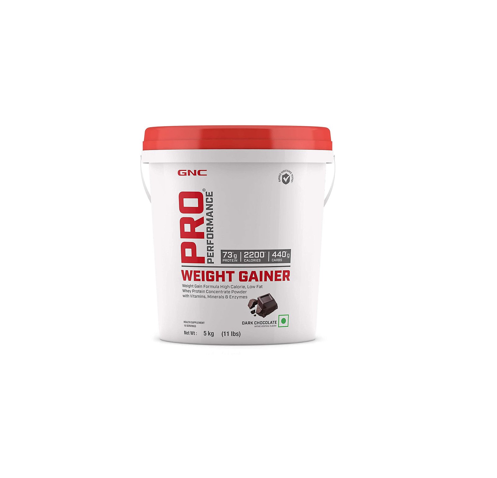 GNC Pro Performance Weight Gainer Supplement Powder- 11 lbs, 5 kg (Dark Chocolate)